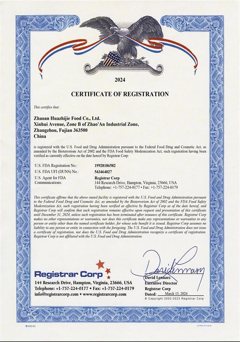 FDA CERTIFICATE