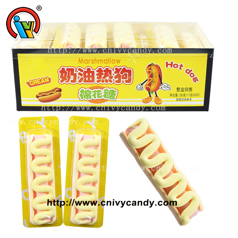 imbwa ishyushye marshmallow candy