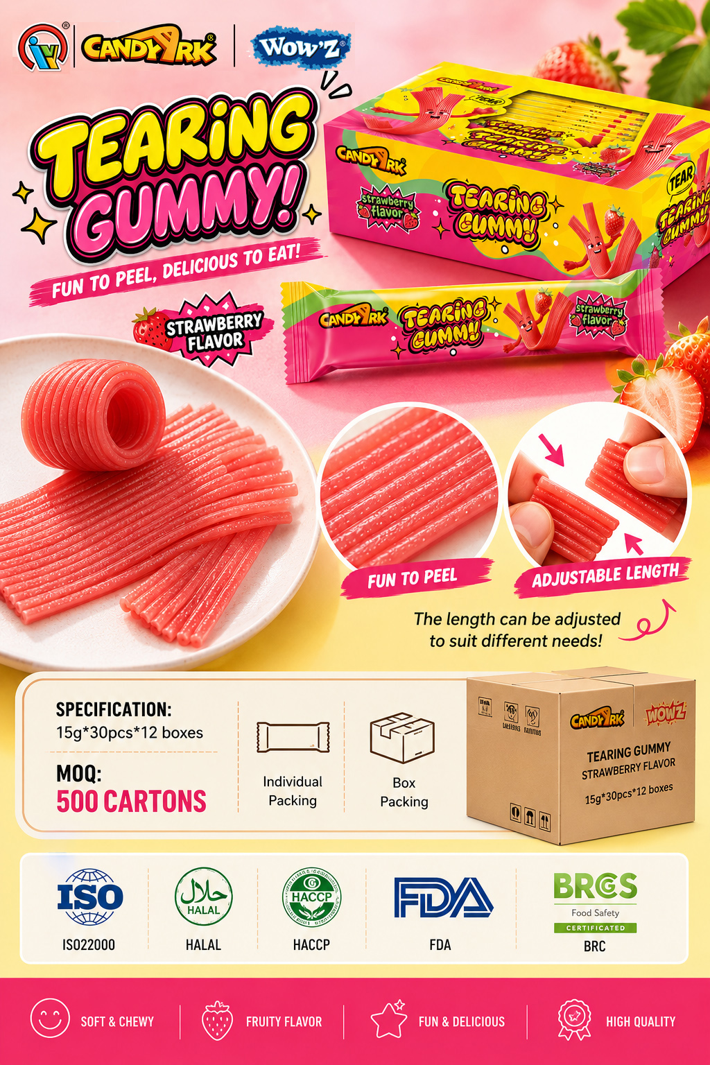 liqurorice tearing chewy gummy tape candy