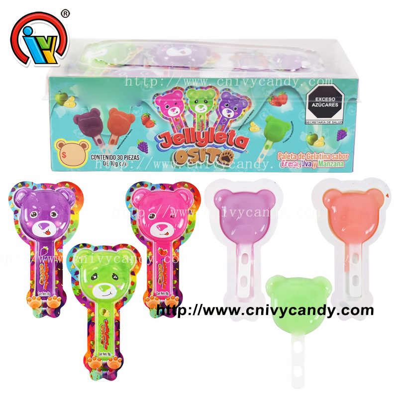 Bear shaped fruit jelly stick candy supply