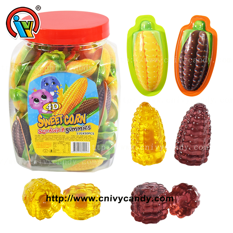 Gummy corn candy with jam