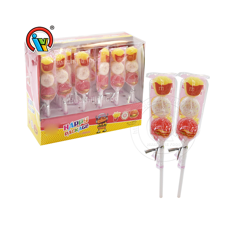 China OEM 3 in 1 fast food shape gummy lollipop candy wholesale ...